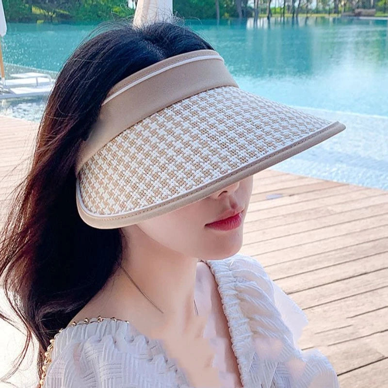 Women's Y2K Houndstooth Pattern Summer Sunscreen Hat Customizable Colors Low Cost Casual Outdoor Cycling Sports Fishing UV MegaBDM