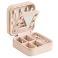 Mini Portable Fashionable Leather Jewelry Organizer Handmade Travel Storage Rings Necklace Earrings Gift Case Mirror Classic