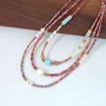 New Cute Elegant Chromatic Natural Stone Bead Choker Freshwater Pearl Necklace Stainless Steel Beads for Women