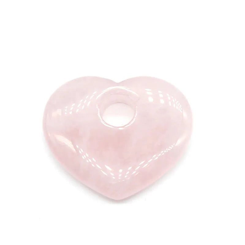 DIY HONGZHUO Heart Shape Gemstone Rose Quartz Pendant
