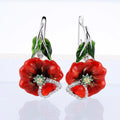 CAOSHI Beautiful Jewelry Big Red Flower Heart CZ Fancy Stud Earrings Boho Women Silver Delicate Red Flower Stud Earrings Girls