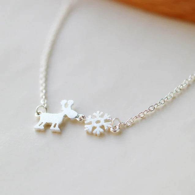 Wholesale New Fashion Jewelry Chain 925 Silver Deer Snow Necklace for Women
