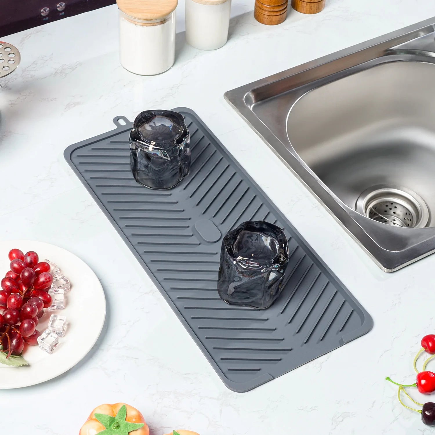 LANGKAI Reusable Square Silicone Kitchen Storage Drain Mat 30cm Diameter Modern Simple Cross-Border Supplies Coffee Mat Pad