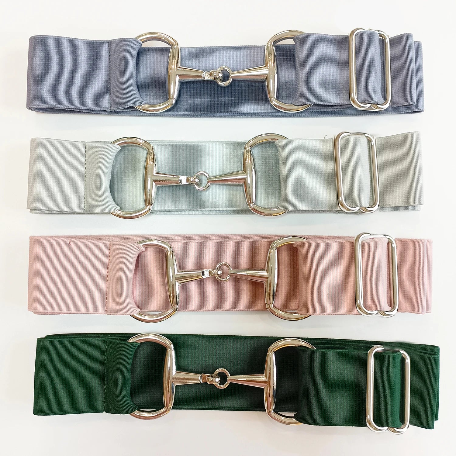 READY to SHIP 200 Colors 2 Inch 5 cm Wide Horse Riding Elastic Equestrian Belt with Snaffle Bit Buckle