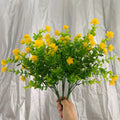 7 Fork 35 Mesh Artificial Eucalyptus Leaf and Rose Bouquet Small Plastic Shrubs for Wedding Garden Decoration
