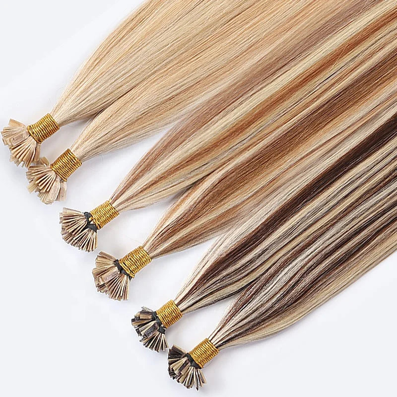 Remy Full Cuticle Aligned 100% Virgin Human Keratin Hair Extension Pre Bonded Flat Tip Hair Extensions MegaBDM
