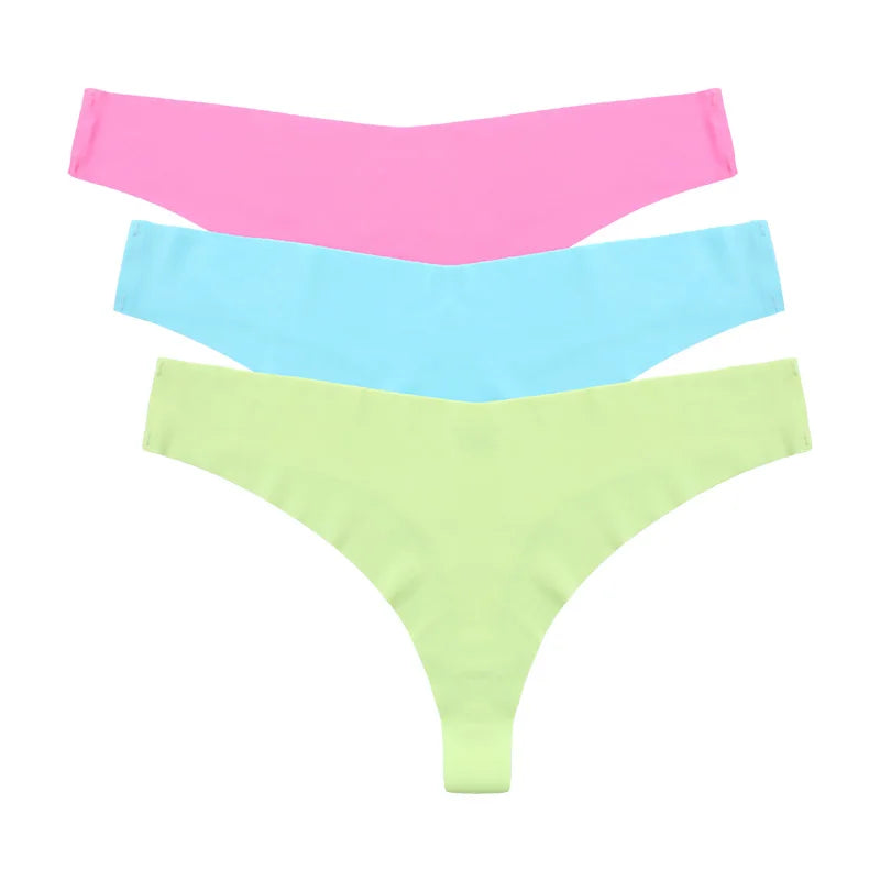 One Piece Underwear Low Waist Ondergoed Traceless Underwear Ice Silk Roupa Interior Laser Cut Calcinha Fio-dental Woman's Panty
