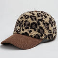 Custom logo Winter Corduroy Cap Lamb Fleece Leopard Print Baseball Cap for Women Men