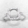 Sterling Silver 7*7mm Semi Mount Ring Empty Frame Blank Support Claw Setting S925 Base Holder Without Center Stone for DIY Inlay