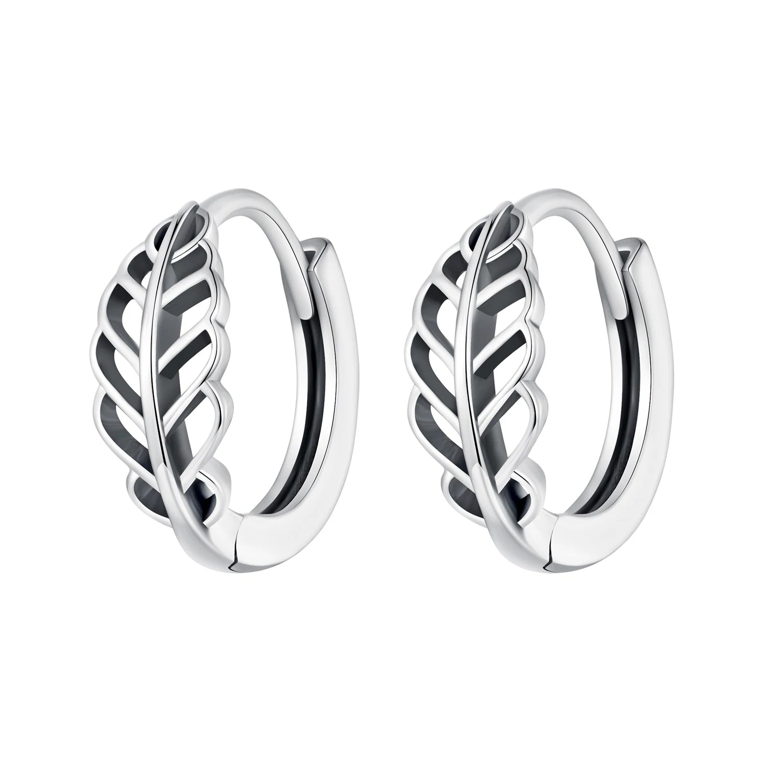 925 Sterling Silver Autumn Leaf Ear Buckles Hollow-out Leaves Hoop Earrings for Women Girls Simple Fine Jewelry SCE1636