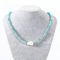 Bohemian Natural Stone Blue Turquoise Natural Pearl Adjustable Choker Necklace for Women Beaded Chains Necklace Set