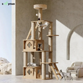 skynuo Origin Manufacturer Luxury Wood Cat Tree House Scratcher Tower with Sisal Rope Cat Toys Climbing Frame Scratching Tree