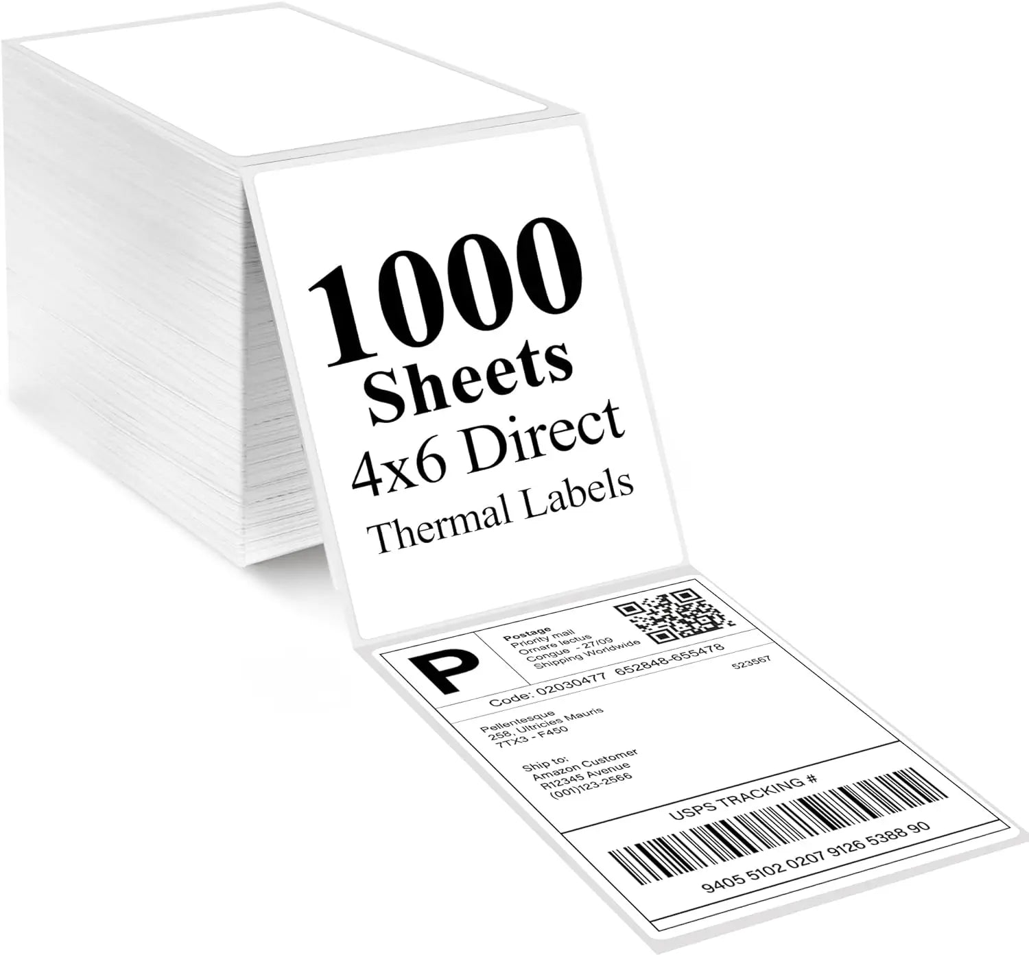 4X6 White Reusable Direct Thermal Shipping Labels 1000 Waterproof Labels with Strong Adhesive Perforated Fanfold Mailing Labels