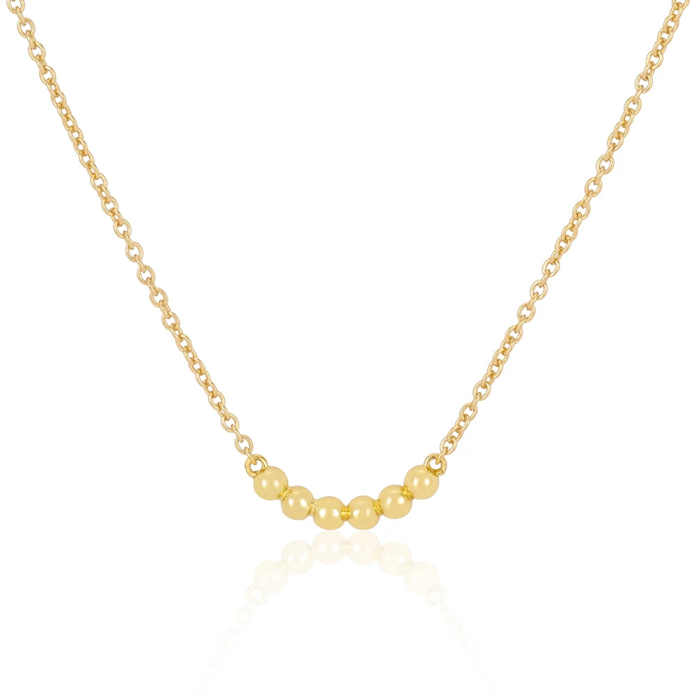 Fine Jewelry 925 Sterling Silver Gold Plated Golden Perle Perlina Korn Bead Seed Beads Royal Beaded Necklace