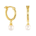 Simple Small Dangle Hoop Earrings Women 925 Sterling Silver18k Gold Shell Pearl Charm Hoop Earrings Women