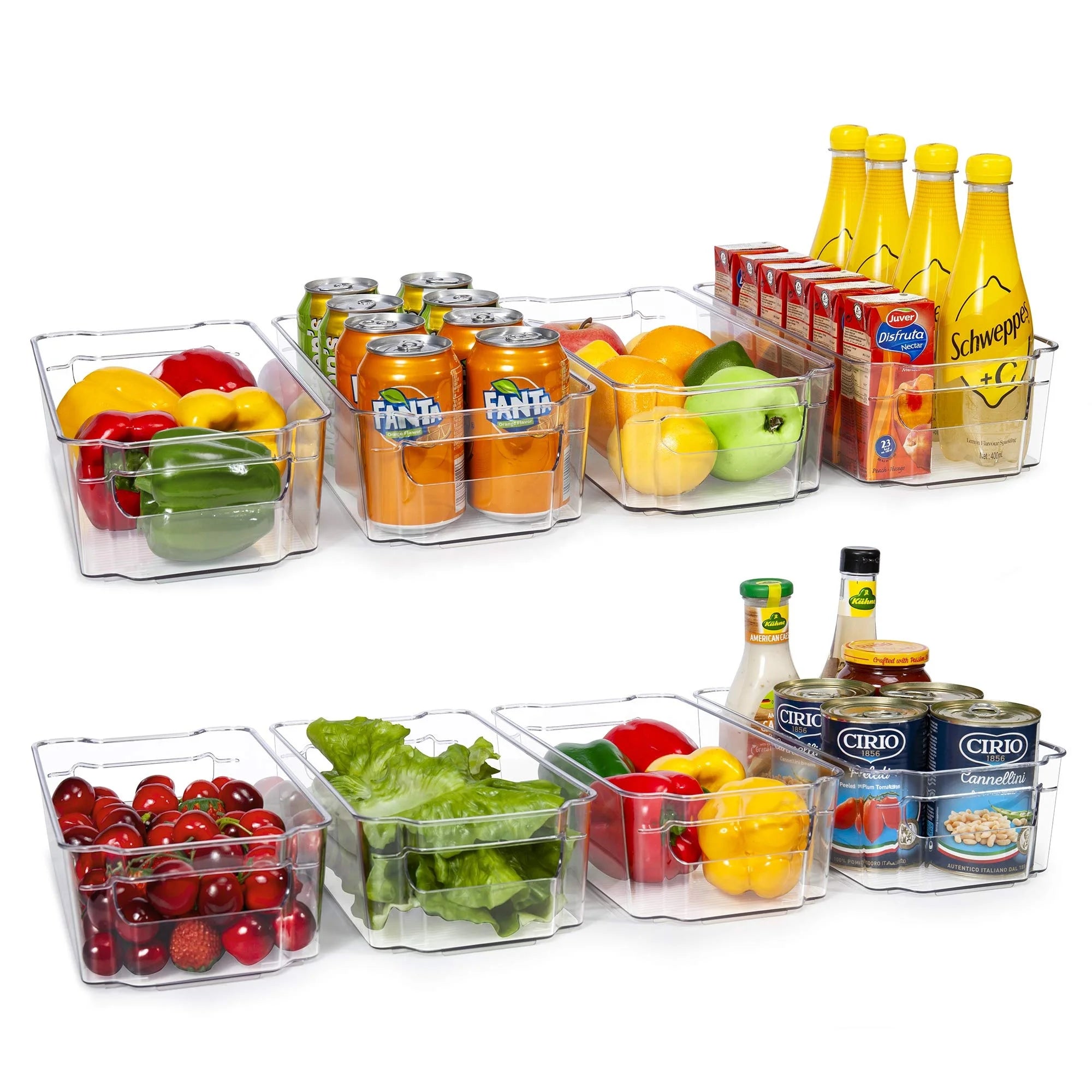 8pcs Clear Plastic Free Fridge Organizer Refrigerator Storage Bins for Efficient Organization
