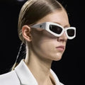 DL GLASSES Fashion Style Star Decoration Sunglasses Oversized Cat Eye Wide Leg Irregular Eyewear UV400 Green White Red