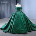 2024 Green Quinceanera Dresses Off the Shoulder 3D Appliques Pearl Glitter Prom Dress RSM231147