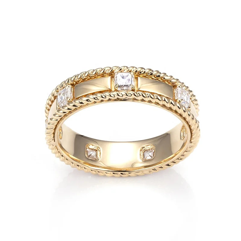 Messi Jewelry 18K Yellow Gold Lab Diamond Ring Wedding Diamond Engagement Ring