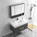 Elegant Curved Design Bathroom Cabinets Turkey Luxury White Color Marble Wash Basin With Wall Hung Intelligent Mirror