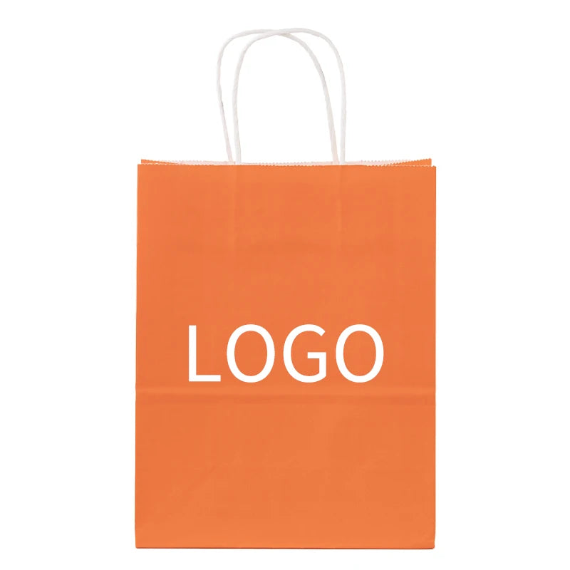 Custom Logo Classic Style Black Brown Kraft Paper Gift Bag with Ribbon Handles Personalized Shopping Bag
