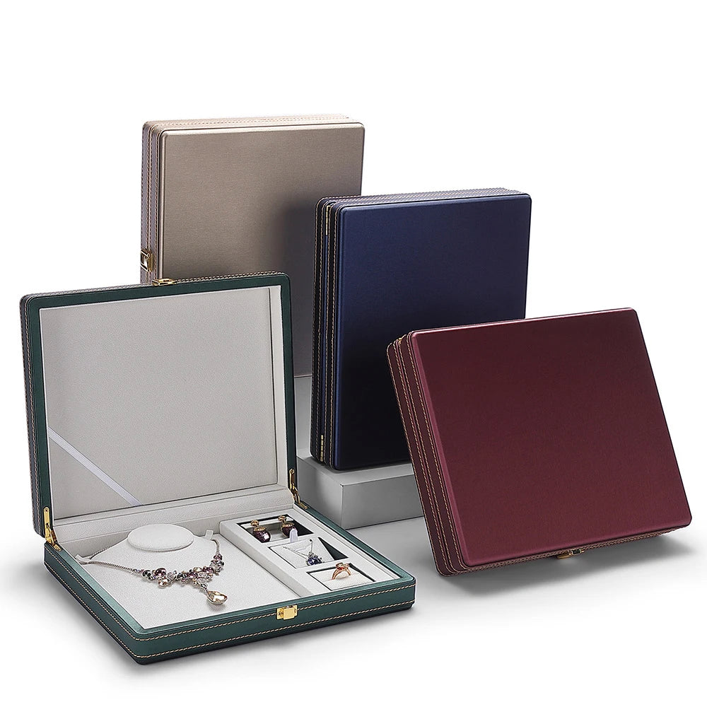 DIGU Luxury Leather Jewelry Storage Box Bracelet Necklace Ring Earing Jewelry Storage case Jewellery Packing