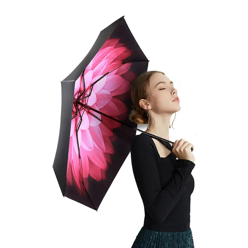 New Fashion Strong UV-proof Flower Print Mini Portable Umbrella with Logo for Customization