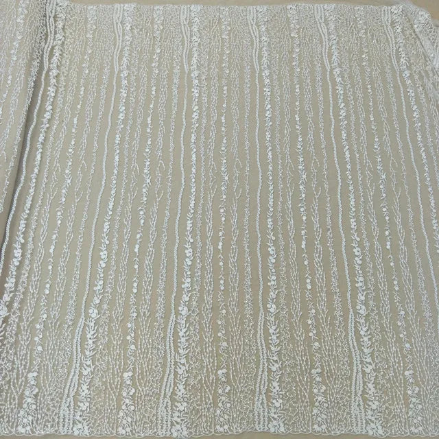 Bling Sequined Embroidery Lace Fabric Bridal Lace Mesh 51''