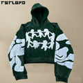 Streetwear French Terry Cropped Pullover Thick Heavyweight Cotton Oversized Boxy Hoodie Men Custom 3D Puff Print Hoodies