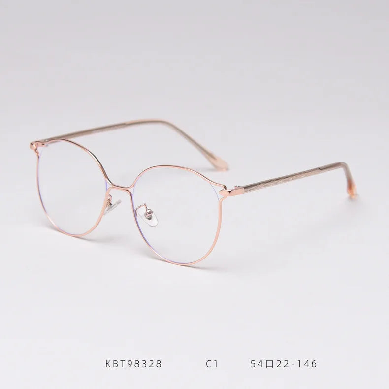 Glass Glass Hot Selling Fashion Trend Literary Personality Elegant Round Metal Frame Customizable Lens Glasses