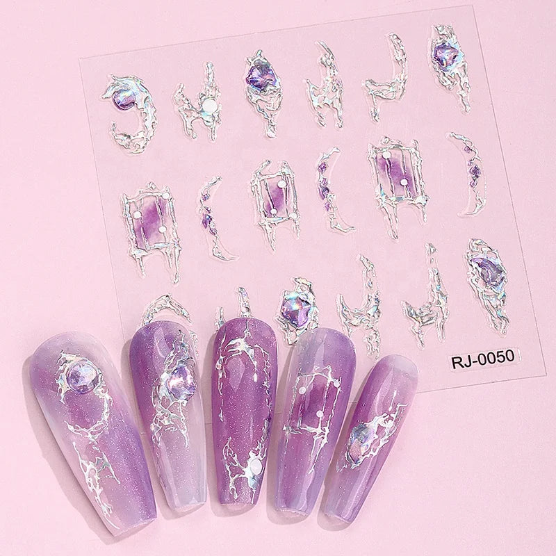 Zhengxiang Summer French Japanese Plastic 3D Self Adhesive Cute Nail Decals & Art Stickers