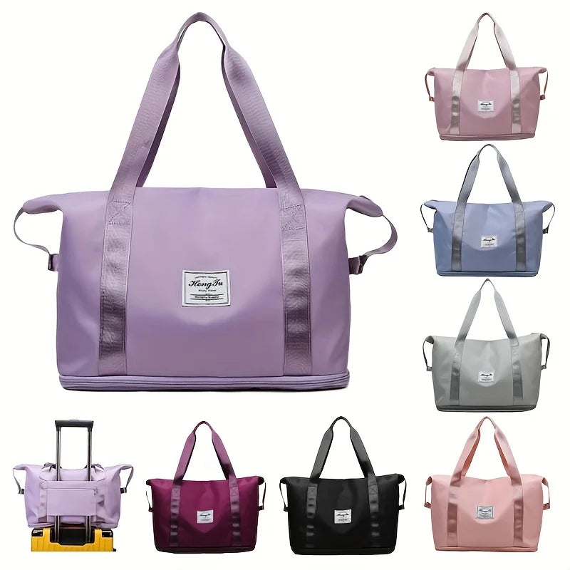 2024 Large Capacity Waterproof Nylon Gym Foldable Shoulder Bag Folding Travel Duffle Handbag Zipper Folding Travel Bags Luggage