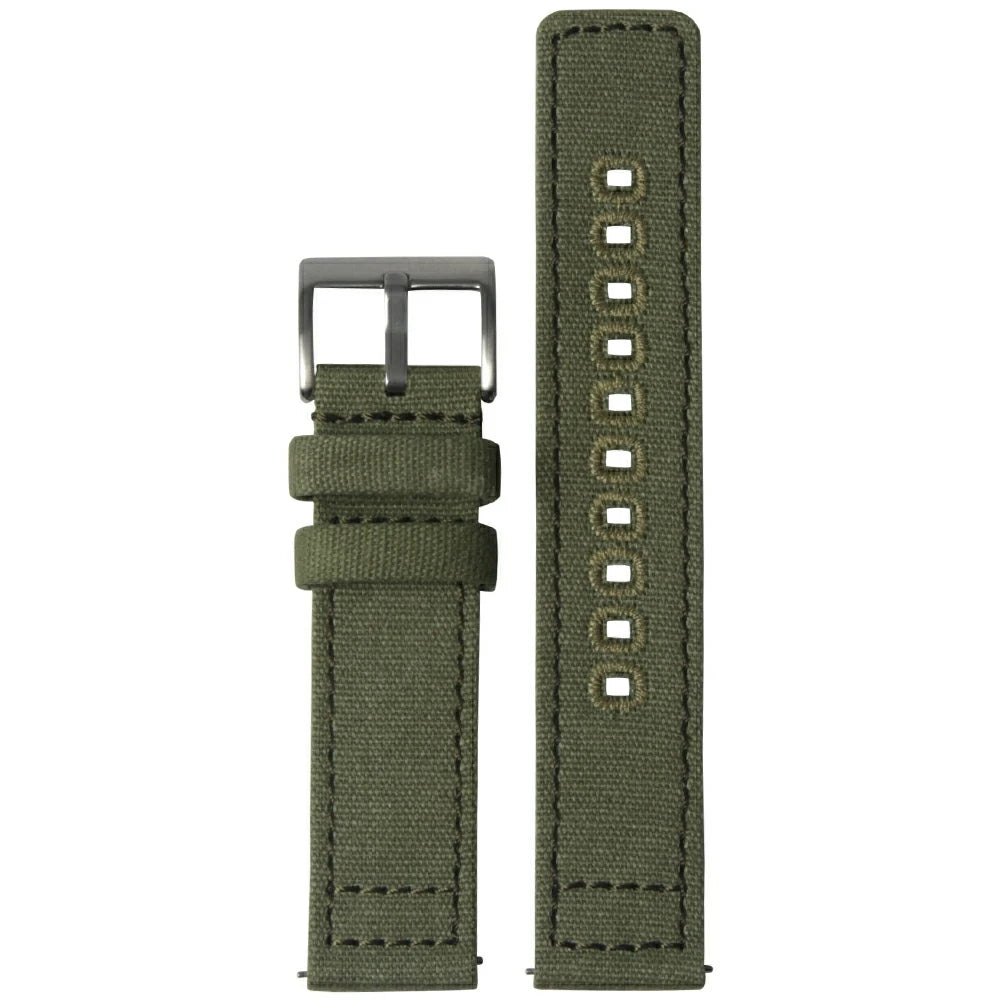 Stitching Thread Holes Green Canvas Watch Straps Sailcloth Watch Bracelet With 304 SS Buckle