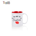 Topjlh 11oz Inner Colorful Ceramic Mug for Sublimation Customized Printed with Handle Coffee Water Tea Compatible for Promotion