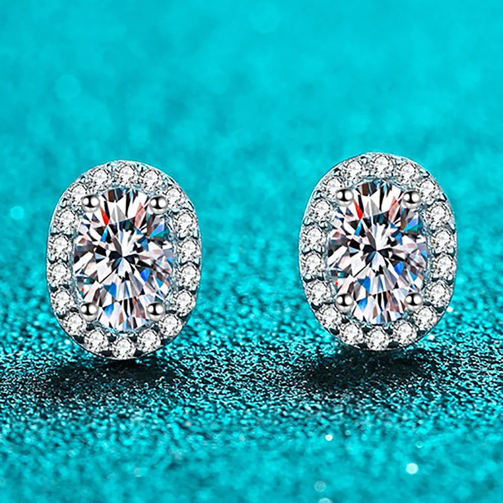 Valentines Day Gift 2023 Oval GRA Moissanite Jewelry VVS Moissanite 925 Sterling Silver Stud Earring