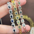 Custom 925 Sterling Silver 18K Gold Plating Natural Sapphire Luxury Charm Bracelet New Design for Girls Classic Gifts Parties