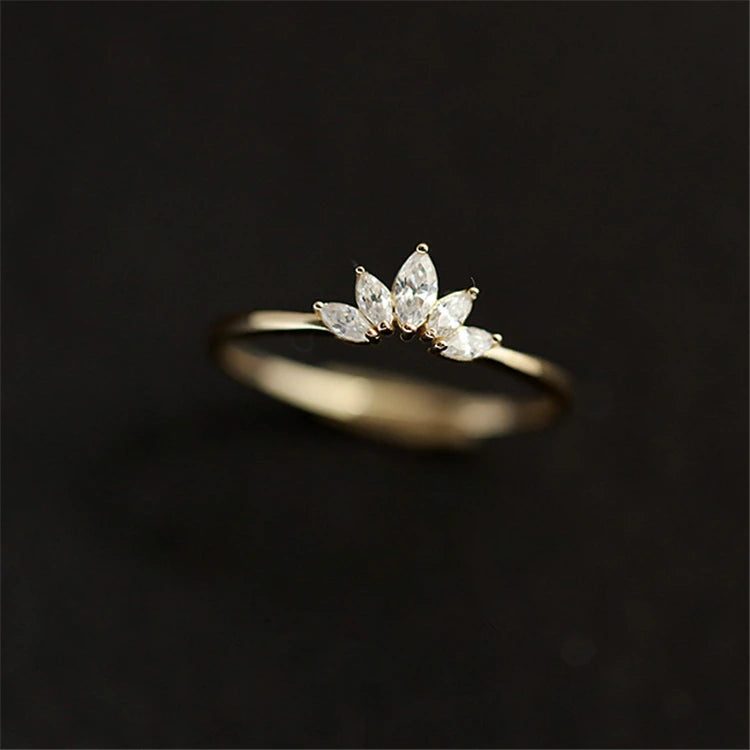 2025 18k Gold Plated Flower Women Ring Cubic Zirconia Jewelry Rings