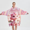 Custom Position Printing Anime Wearable Fleece Flannel Hoodie Blanket for Kids Adult Sherpa Oversized Blanket Wearable