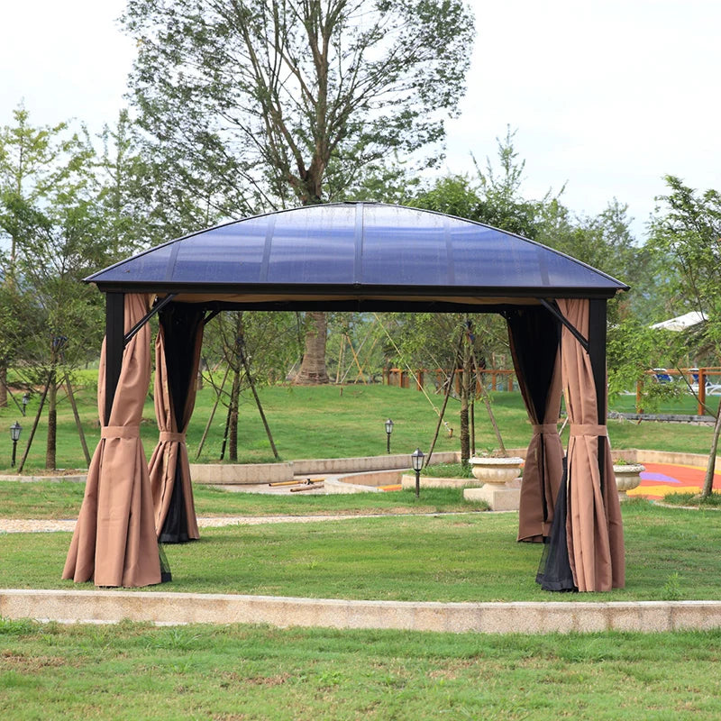 Waterproof 3x4 Metal Polycarbonate Gazebos Pavilions Aluminum Sunny Outdoor Gazebo