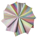 Dark Rainbow Color Super Shinny Fine Glitter Faux Leather Fabric Velvet Back for Making Shoe Bag Decoration Craft Earring Bows