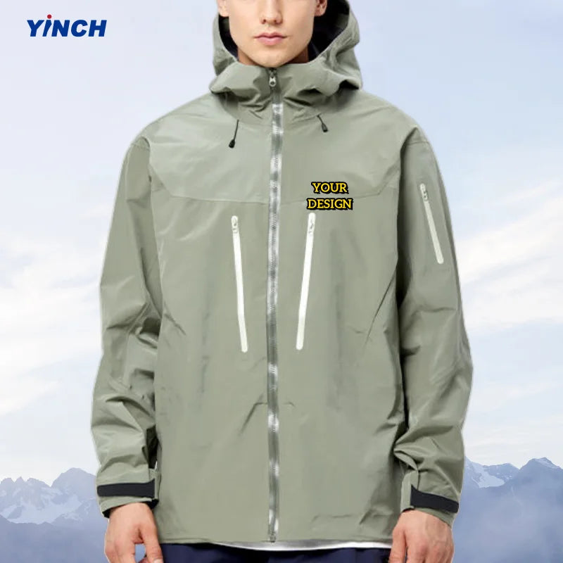 LAYENNE Men's Lightweight Rain Jackets Plus Size Waterproof Solid Color Windproof Outdoor Hooded SportJacket Windbreaker Jacket