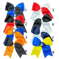 Handmade Large Two-Toned Cheerleader Bows Hair Ties Custom Polyester Grosgrain Ribbon Bow Hair Accessories for Teen Girls