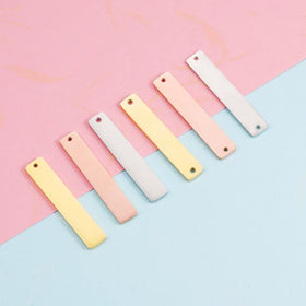 Factory Customization Personalized Mirror Polished New Pattern Stainless Steel Rectangle Connector Hangtag Bracelet Charms