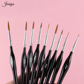 Ergonomic Design Grip comfort Handle Nylon Hair Multiple Sizes 9 Pcs UV Gel Nail Art Design Painting Brushes Set