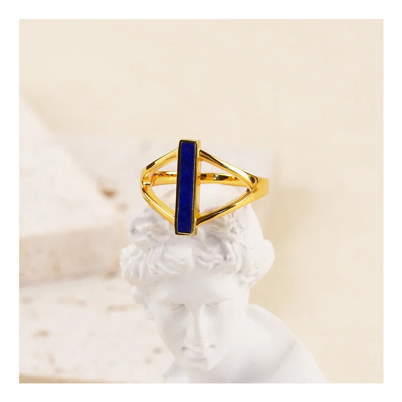 Women's Natural Lapis Lazuli 925 Silver Design Sense Ring for Wedding Engagement Party Anniversary