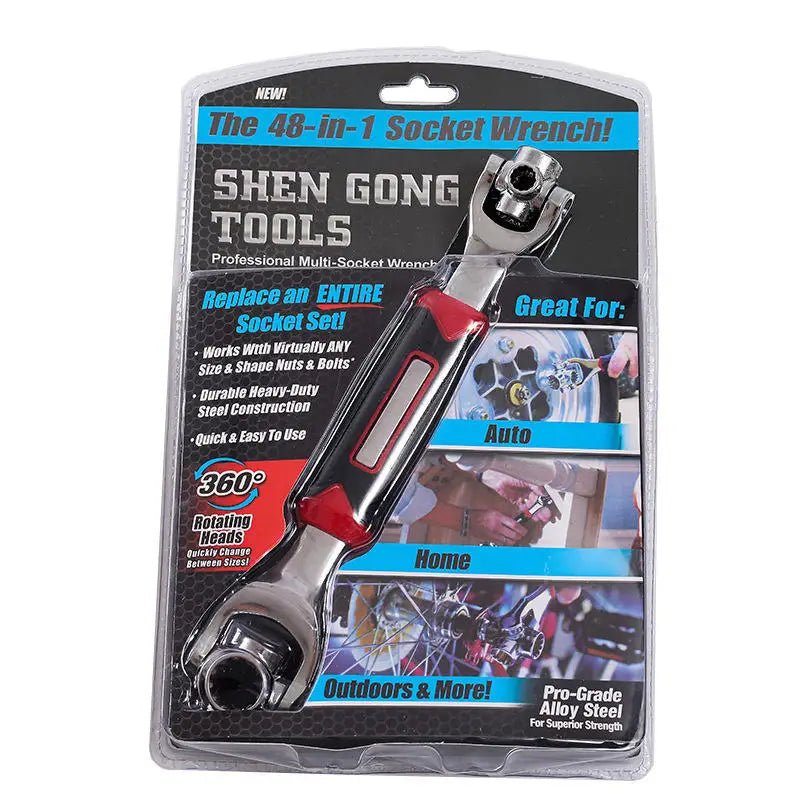 48 Tools in One Tiger Socket Wrench Works with Spline Bolts360 Degree 6-Point Universal Furniture Car Repair Gifts for Men