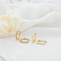 Fashion Style 14K Gold Plated Round Shape Rectangle Shape Big Hoop Earrings
