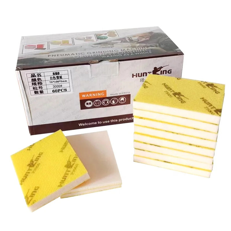 60pcs 75*100mm Wet Dry Sanding Sponge 400-3000 Grit Washable Reusable Abrasive Tool for Metal Wood Polishing Wet/Dry Sanding