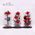Customized Valentine's Day Romantic Gift Decor Preserved Rose in Glass Dome 3 Big Prince Eternal Flower Bouquet