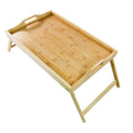 Large Adjustable Bamboo Breakfast Bed Table Serving Tray Laptop Computer Tray with Folding Legs&Handle Fits for Adult Kid Eating